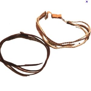 Genuine leather choker necklace and braided headband